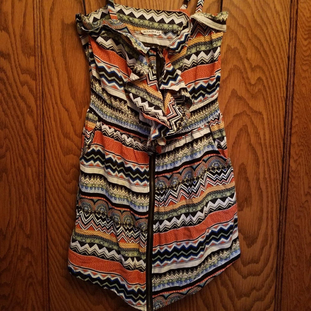 Zip Front Dress with Ruffle Accent